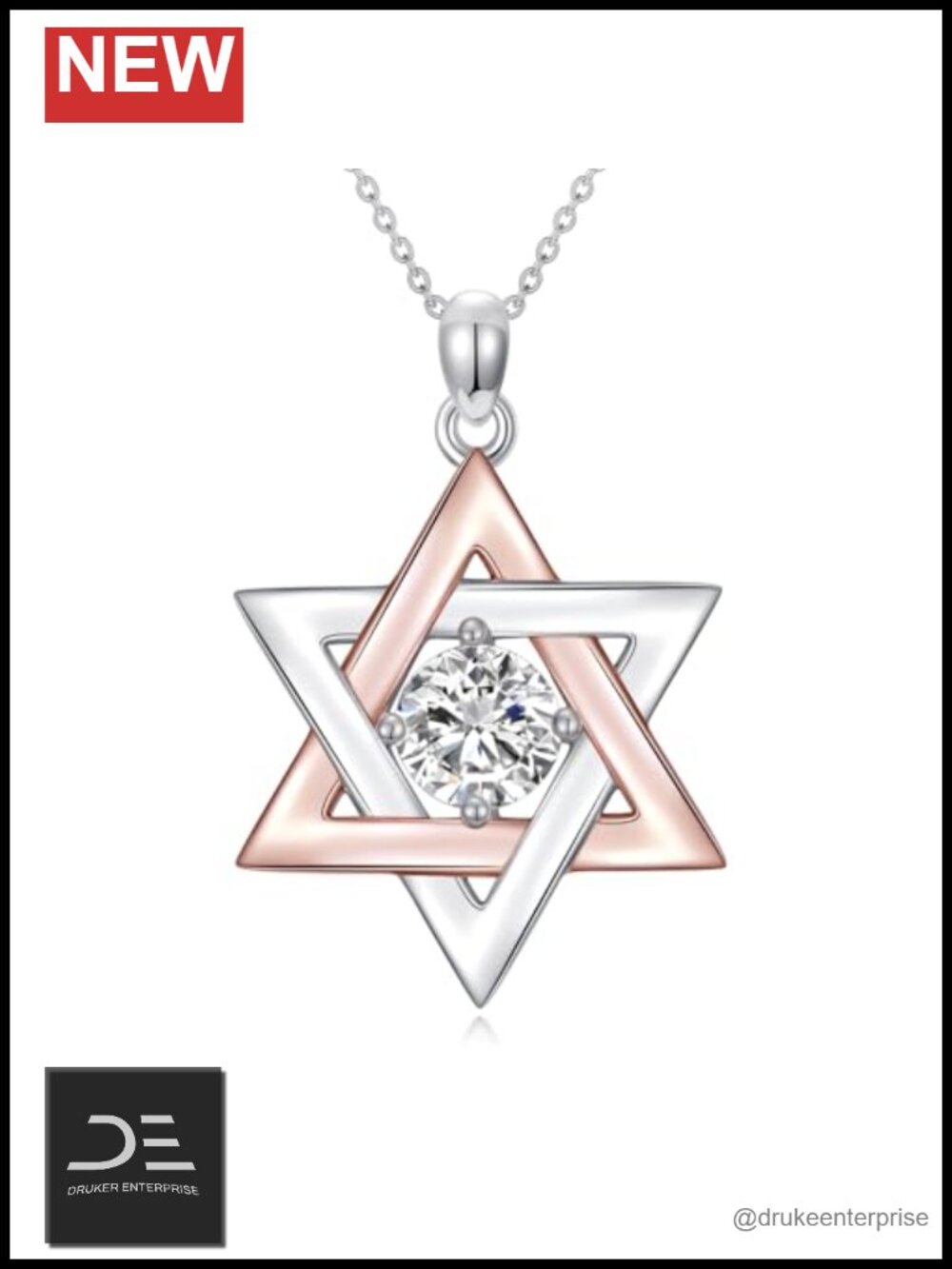 1CT Moissanite Star of David Pendant Necklace Sterling Silver